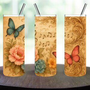 Music & Butterflies Stainless Steel 20oz Skinny Tumbler